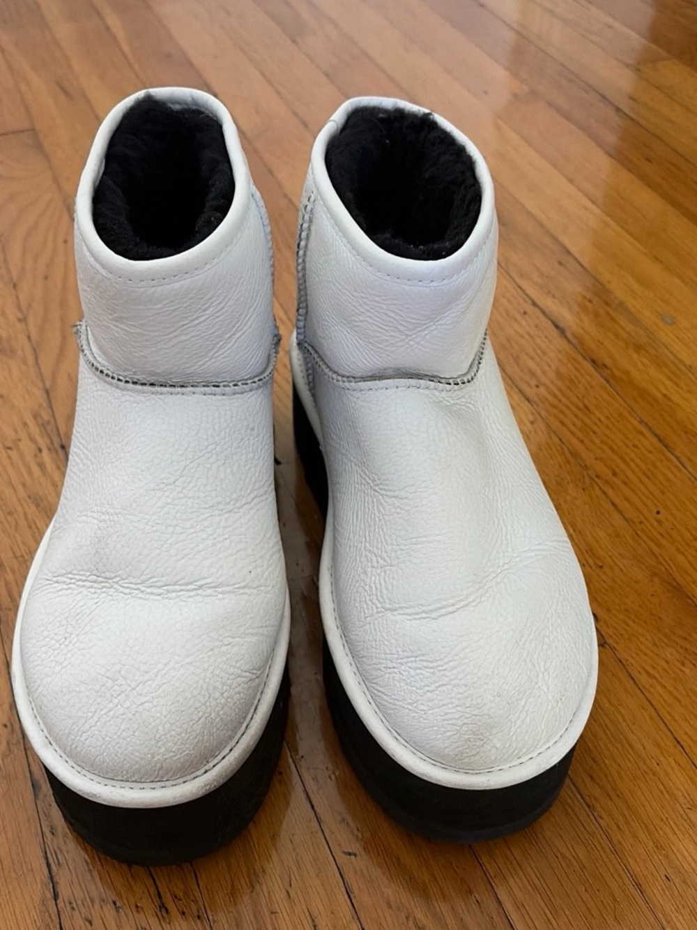 Ugg White Leather Winter Boots - Shearling Lined